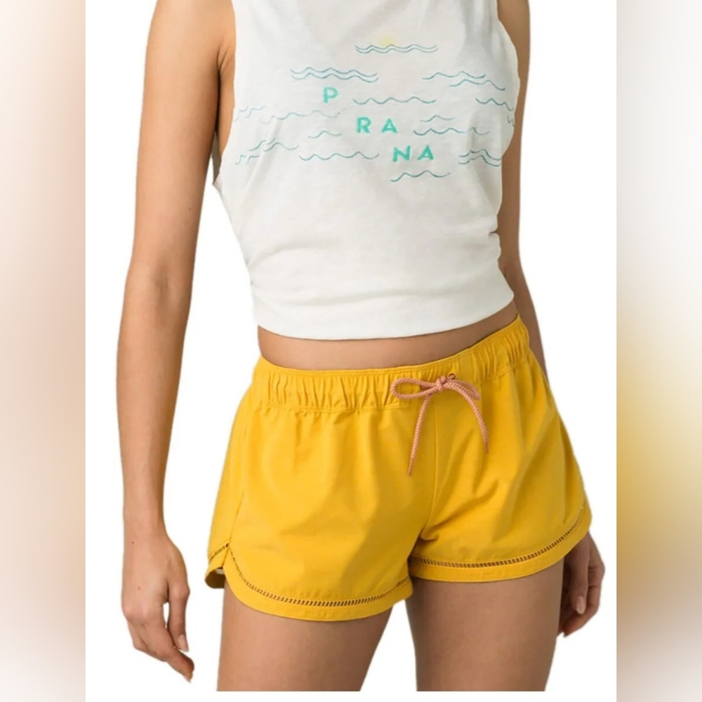 Prana Mariya Board Short Womens Organic Cotton Blend yellow Large 071